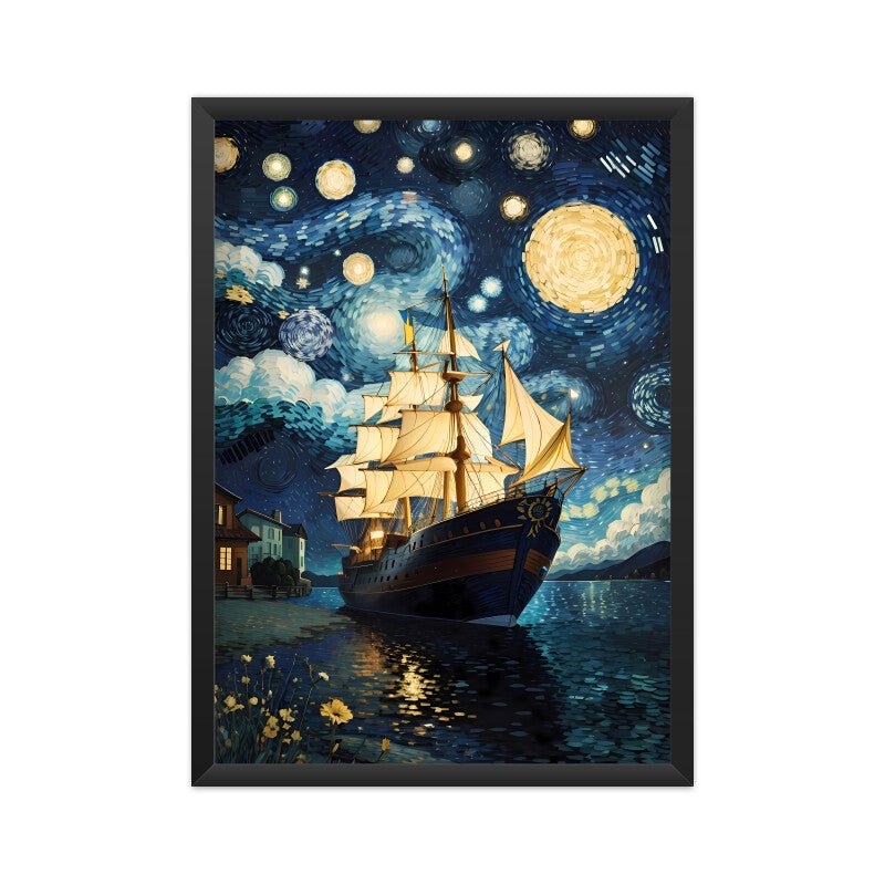 Ship in Van Gogh Night - Vibe TownShip in Van Gogh Night