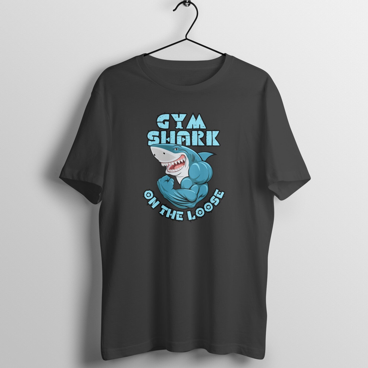 Gym Shark on the Loose, Cool Gym Half Sleeves T-Shirt. - Vibe TownGym Shark on the Loose, Cool Gym Half Sleeves T-Shirt.