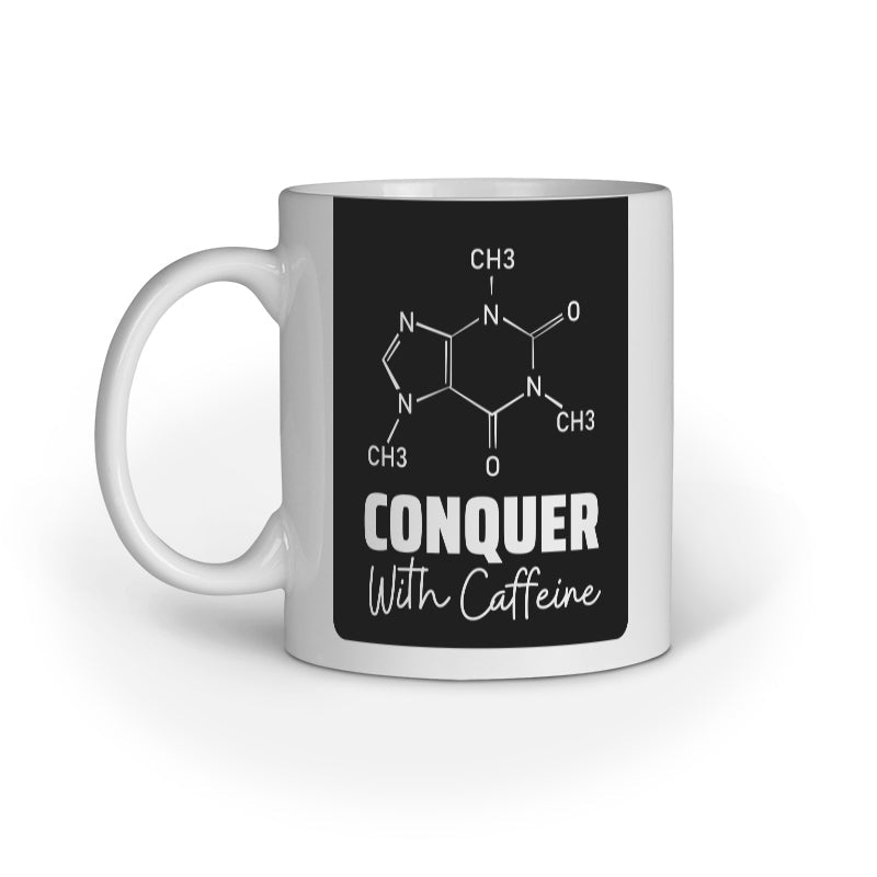 Conquer with Caffeine, Black - Ceramic Mug - Vibe TownConquer with Caffeine, Black - Ceramic Mug
