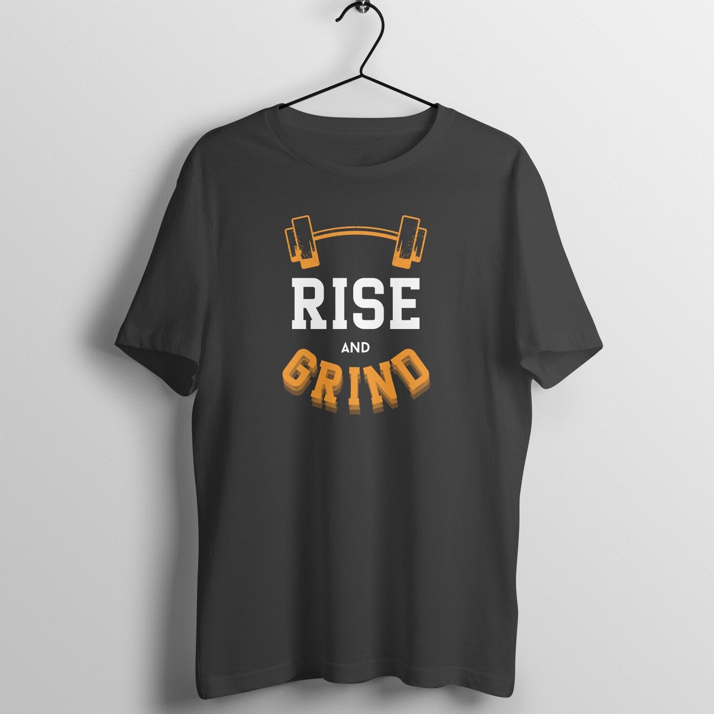 Rise and Grind, Cool Gym Half Sleeves T-shirt, Black - Vibe TownRise and Grind, Cool Gym Half Sleeves T-shirt, Black