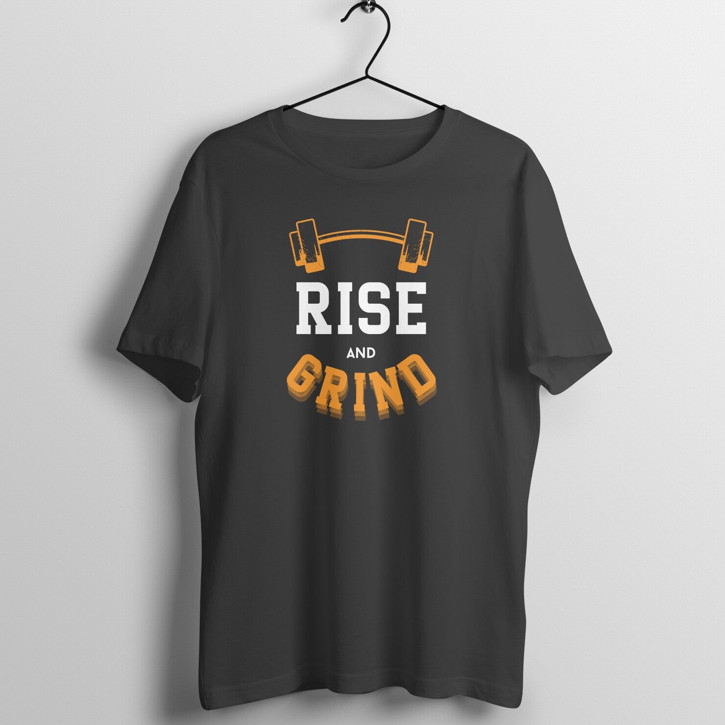 Rise and Grind, Cool Gym Half Sleeves T-shirt, Black - Vibe TownRise and Grind, Cool Gym Half Sleeves T-shirt, Black